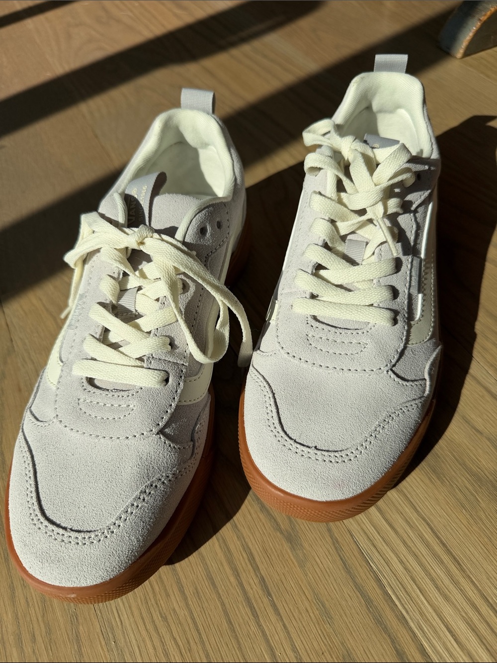 Vans Cream Suede Sneakers with Gum Sole